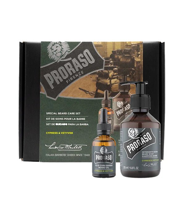 Beard Care Duo Box for Full or Long Beards: Cypress & Vetyver - Barbermarket - bundle set
