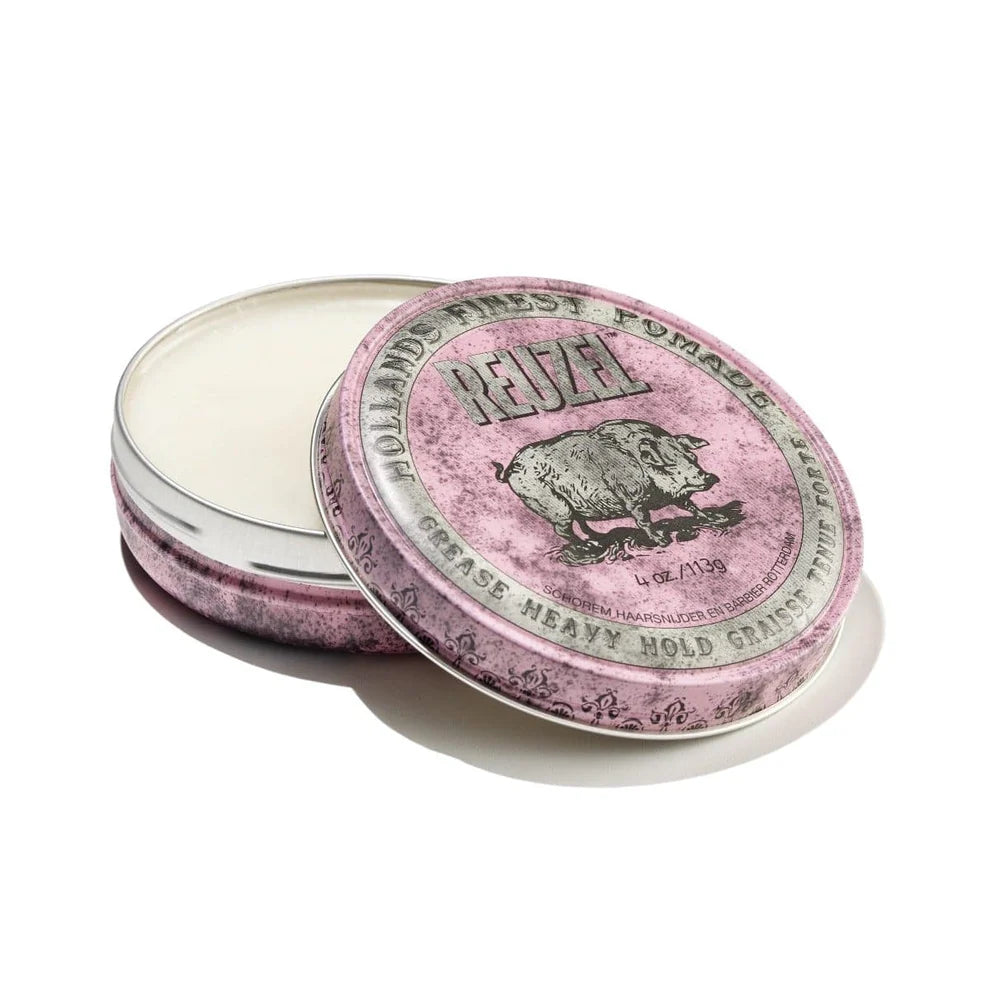 Pink Pomade Grease: Strong Hold, Ideal for Thick or Curly Hair, Classic Oil-Based Formula