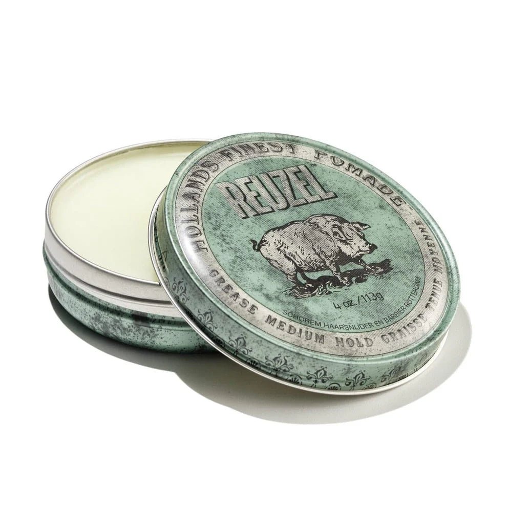 Green Pomade Grease Medium Hold - Natural Shine - Classic Oil - Based Formula - Barbermarket - POMADE